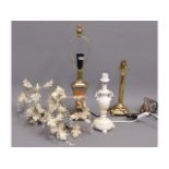 Three table lamps & two decorative lamp shades