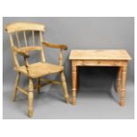 A 19thC. elm Windsor style chair twinned with a pi