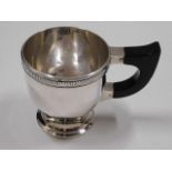 A Mappin & Webb silver christening cup with inscri