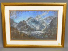 A gilt framed pastel of mountainous landscape by L