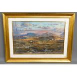 A gilt framed pastel of moorland landscape by Linc