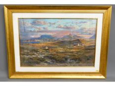 A gilt framed pastel of moorland landscape by Linc