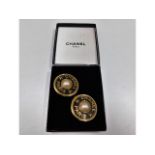 A pair of over-sized Chanel fashion earrings with box, 48mm diameter