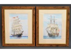 A pair of Adrien P. Willcocks galleon watercolours