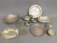 A small quantity of plated items & a pewter tea se