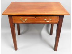 A low level mahogany table with drawer, 28.5in hig