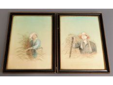 A decorative pair of framed Oriental needlework pi