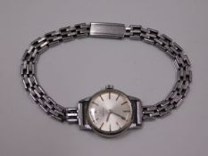 A stainless steel ladies Omega wrist watch, not ru