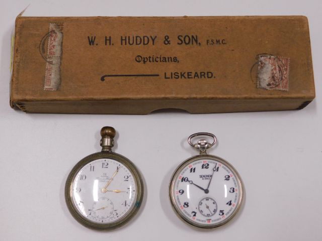 An Omega pocket watch "Ham & Huddy, Liskeard", a/f
