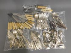 A quantity of mixed mostly plated flatware includi