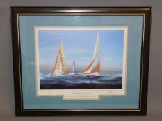 A framed special edition print of sailboats signed