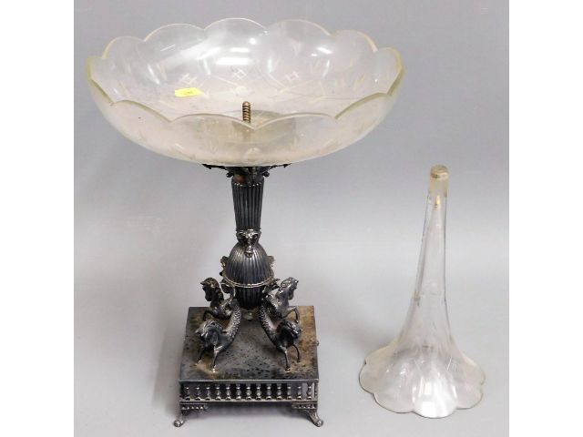 A 19thC. silver plated table centrepiece with dolp