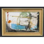A mid 20thC. St. Ives style abstract painting on panel, possibly acrylic, unsigned, image size 17.5i