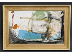 A mid 20thC. St. Ives style abstract painting on panel, possibly acrylic, unsigned, image size 17.5i