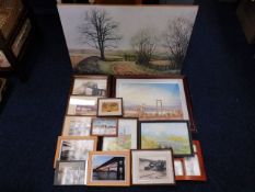 A quantity of mixed framed pictures, mostly relati