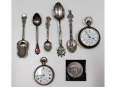 Five silver & white metal spoons, a Charles & Dian