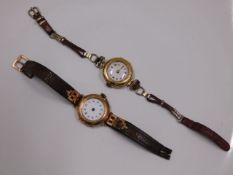 Two 9ct gold cased antique watches, both a/f,