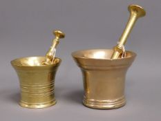 Two 18th/19thC. bronze mortar & pestles, largest m