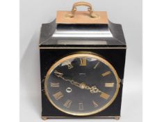 A Smiths wooden mantle clock with black dial, 10.5