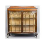 A mahogany display cabinet, faults to feet & lock,