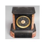 A slate & marble mantle clock "Keyleser & Co. Lond