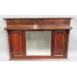 An Edwardian mahogany over mantle mirror, 45in wid