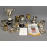 A quantity of various bowls trophies, including si