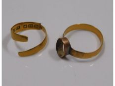 Two antique 22ct gold rings a/f, 4g