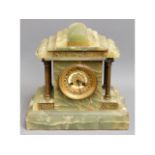 An onyx mantle clock, some faults to onyx, 12.5in