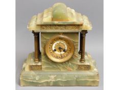 An onyx mantle clock, some faults to onyx, 12.5in