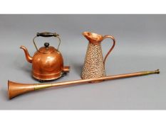 A copper water jug, a copper electric kettle & a c