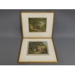 A pair of framed lithographs, signed A. Arnold, gl