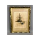 A W. L. Wyllie lithograph print of sail ship, imag