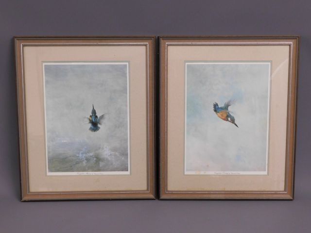 A pair of large decorative Kingfisher prints, imag