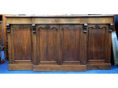 A Victorian mahogany breakfront sideboard, some fa