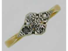 An 18ct gold ring with platinum mounted diamonds o