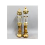 A pair of vintage GWR brass carriage lamps with la