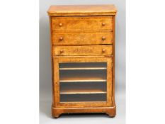 A 19thC. walnut music cabinet with three drawers &