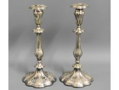 A pair of 19thC. silver plated candle sticks, 11.7