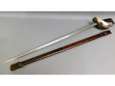 A Wilkinson London made Household Cavalry Royal Horse Guards dress sword with leather scabbard, 44in