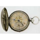 A gents silver full hunter pocket watch with yellow metal inlaid silver dial, maker J. Rossiter, Pen