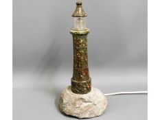 A Cornish serpentine light house table lamp, 14.25