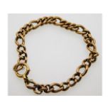 An antique 9ct rose gold belcher bracelet, 9.5in l