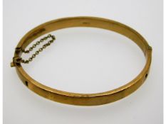 An antique 9ct gold bangle a/f, internal measurement 61 mm wide, 8.8g