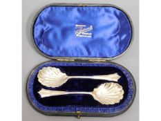 A Victorian, 1893, London silver cased dessert spo