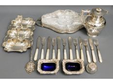 A quantity of silver plate including a silver on c