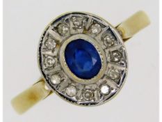 A 9ct gold sapphire & diamond ring set with approx