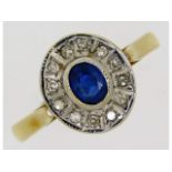 A 9ct gold sapphire & diamond ring set with approx