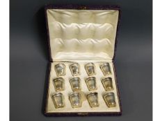 An antique set of cased set of twelve French silve