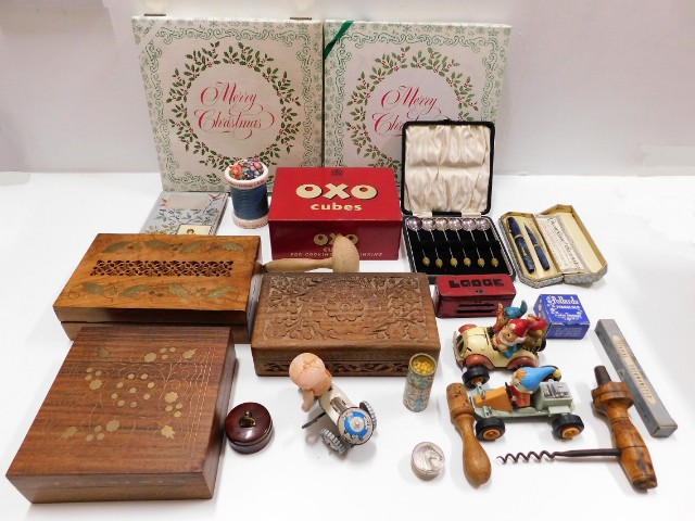 A quantity of mixed sundries including boxes, cork